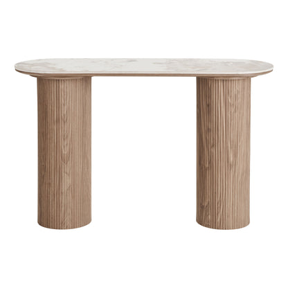 Athens Console table - Console table, ceramic table top, white, dark brown 40x120x78 cm