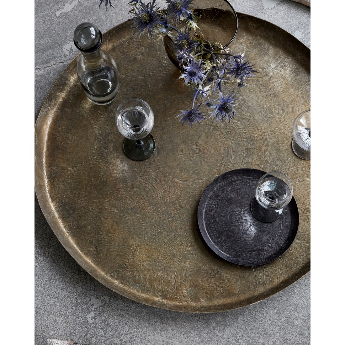 Tray, hdjhansi, antique brass finish