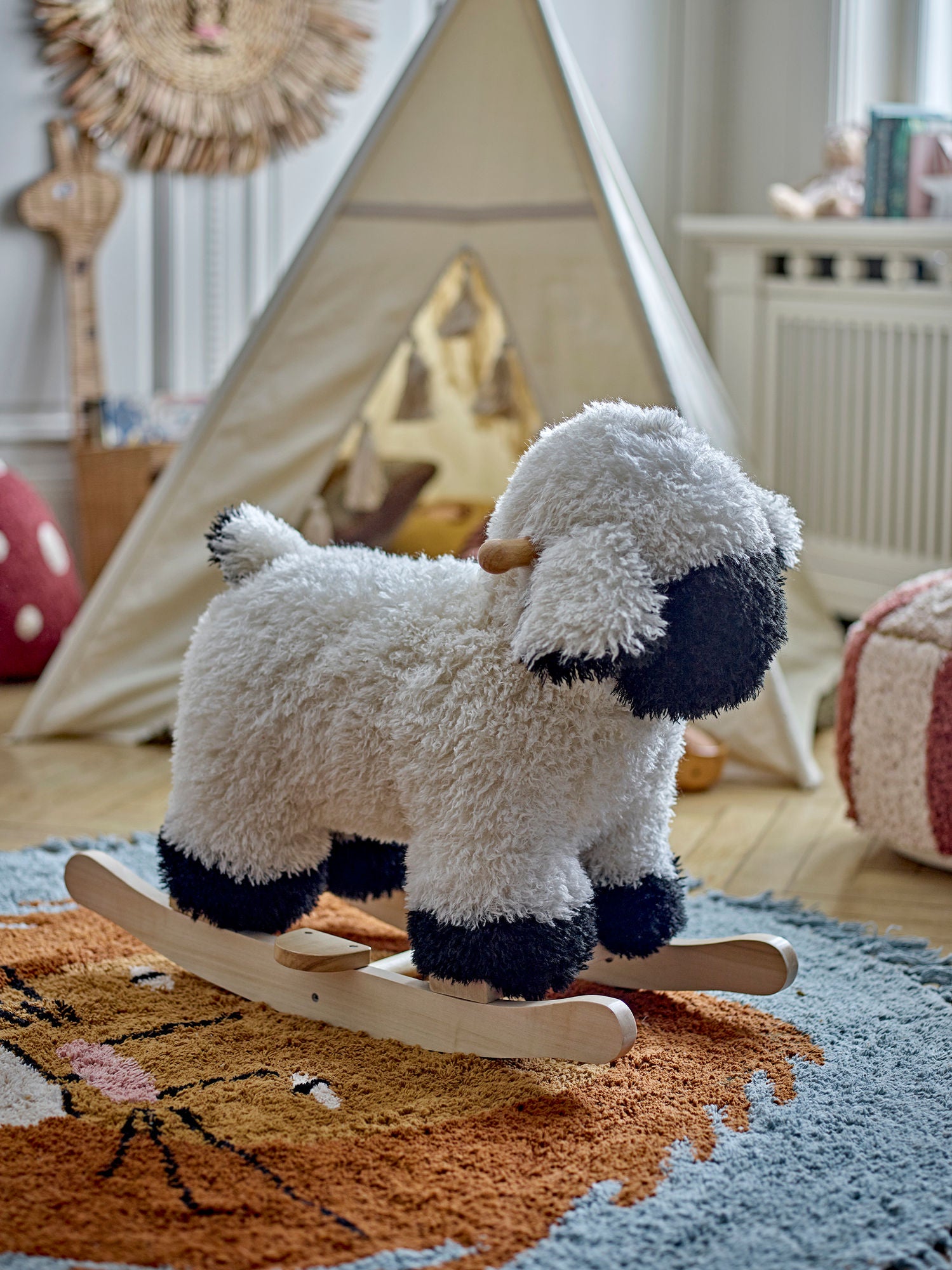 Bloomingville mini dolly swing horse, sheep, white, polyester