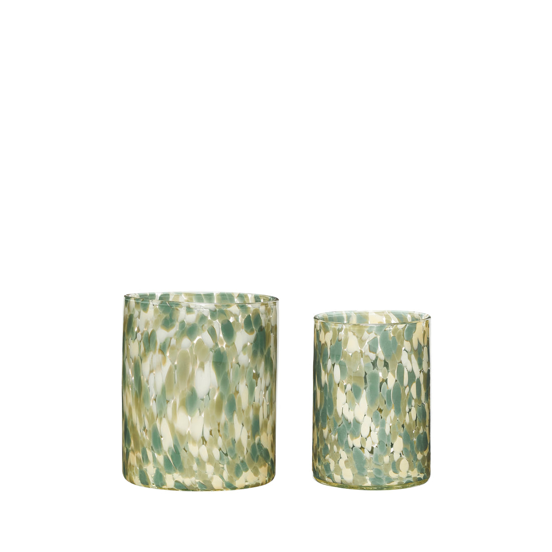 Luce Candlestick Green (set of 2) - ø13xh18, ø16xh20cm