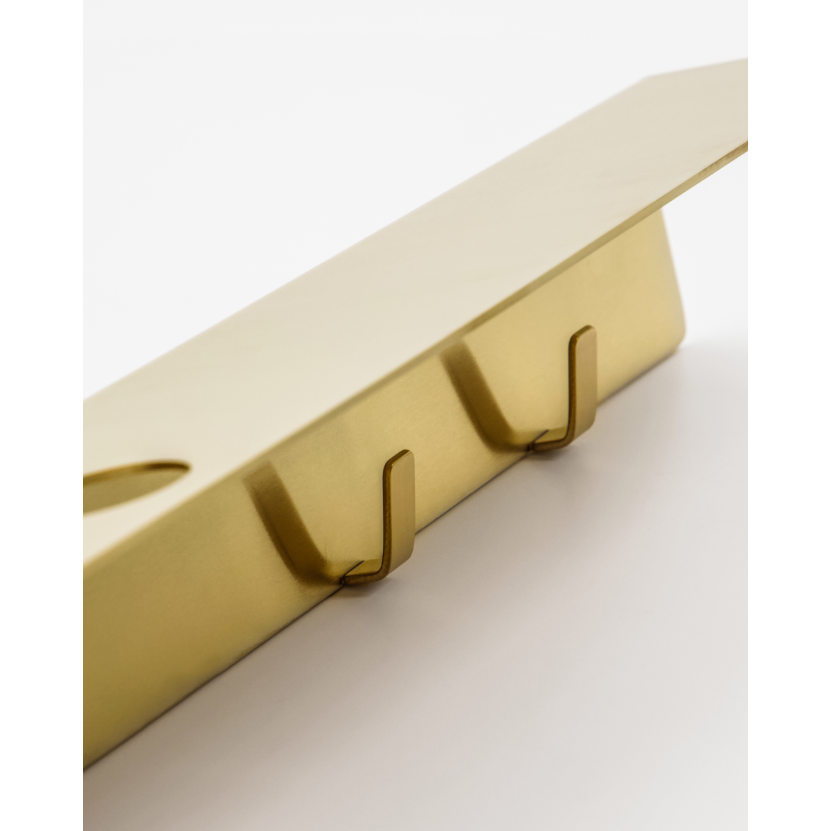 Bottle suspension with hooks, brushed brass finish