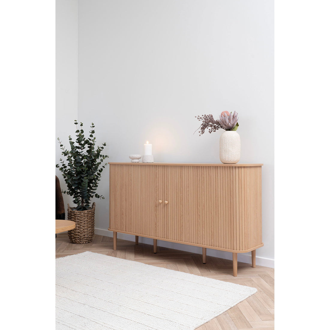 Sideboard, 2 doors, natural 140x40x79 cm