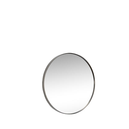 Retro wall mirror round brushed steel - Ø40cm
