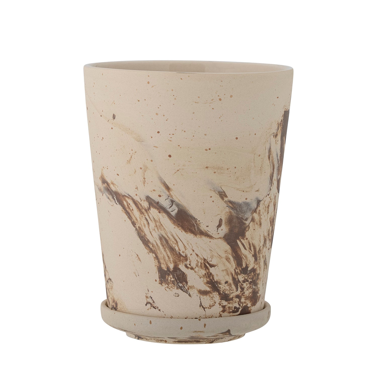 Bloomingville Stacy herbal pot w/saucer, brown, stoneware