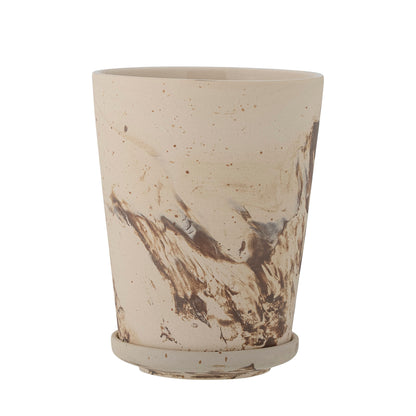 Bloomingville Stacy herbal pot w/saucer, brown, stoneware