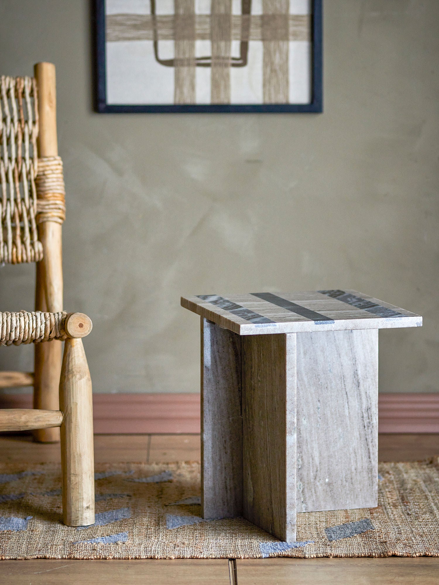 Bloomingville Clea side table, brown, marble