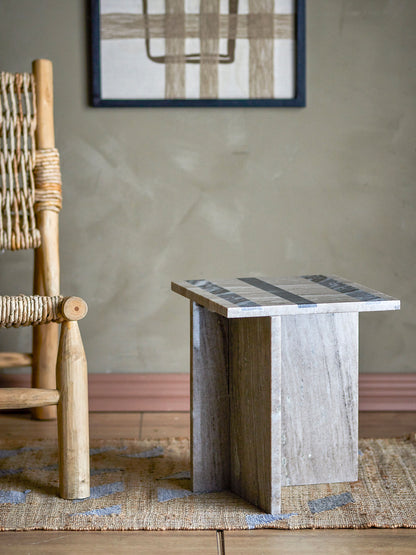 Bloomingville Clea side table, brown, marble