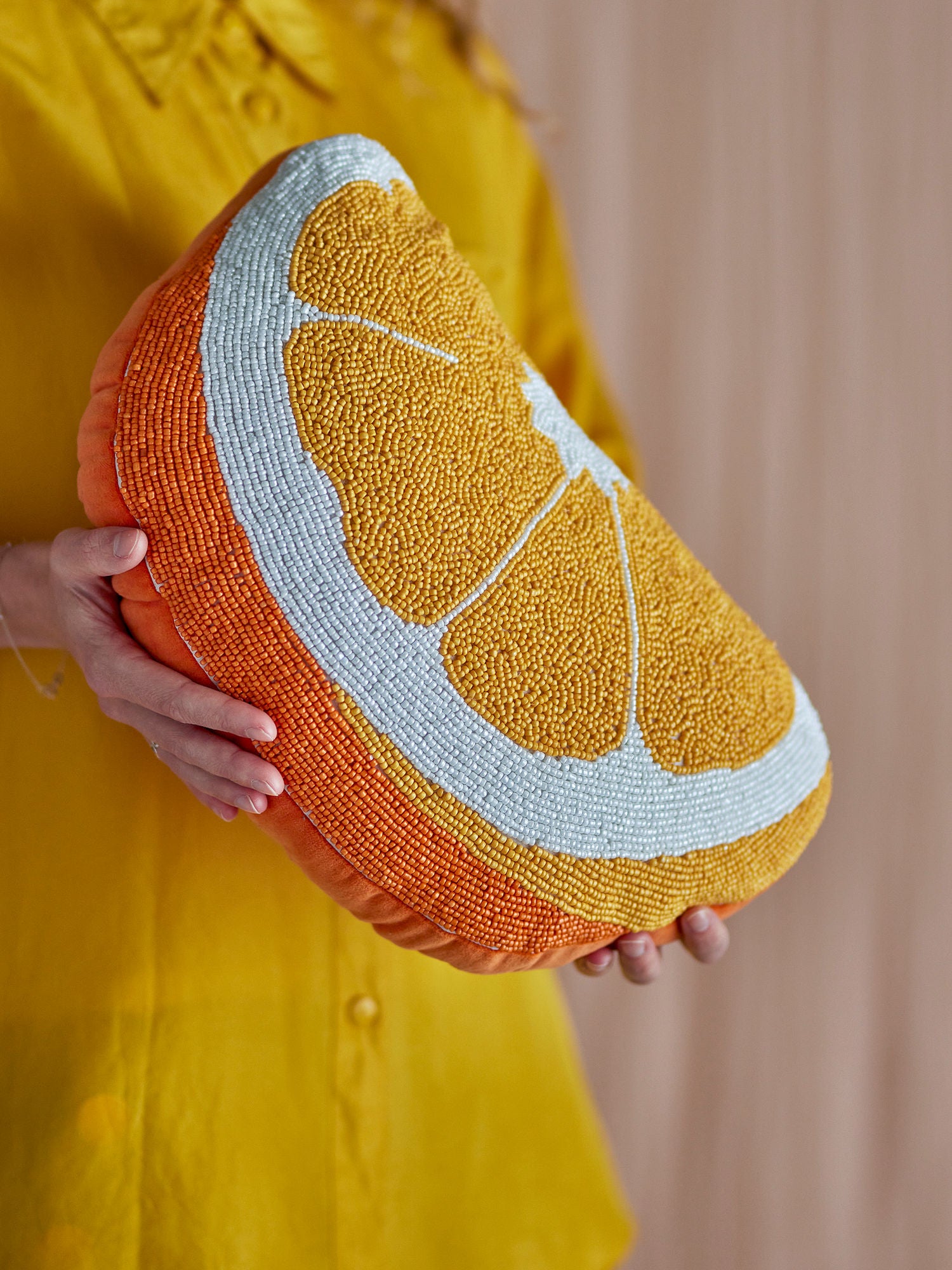 Bloomingville Navelina pillow, yellow, cotton