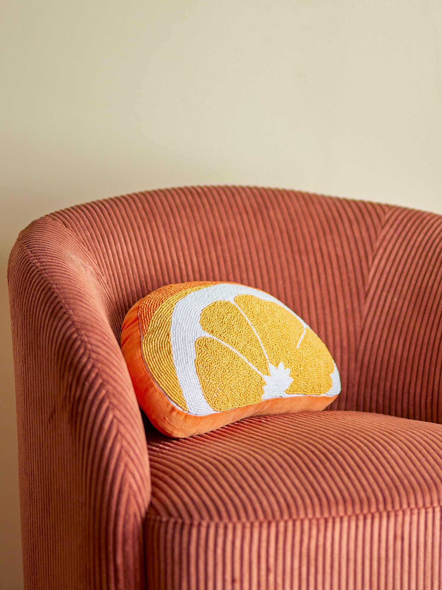 Bloomingville Navelina pillow, yellow, cotton