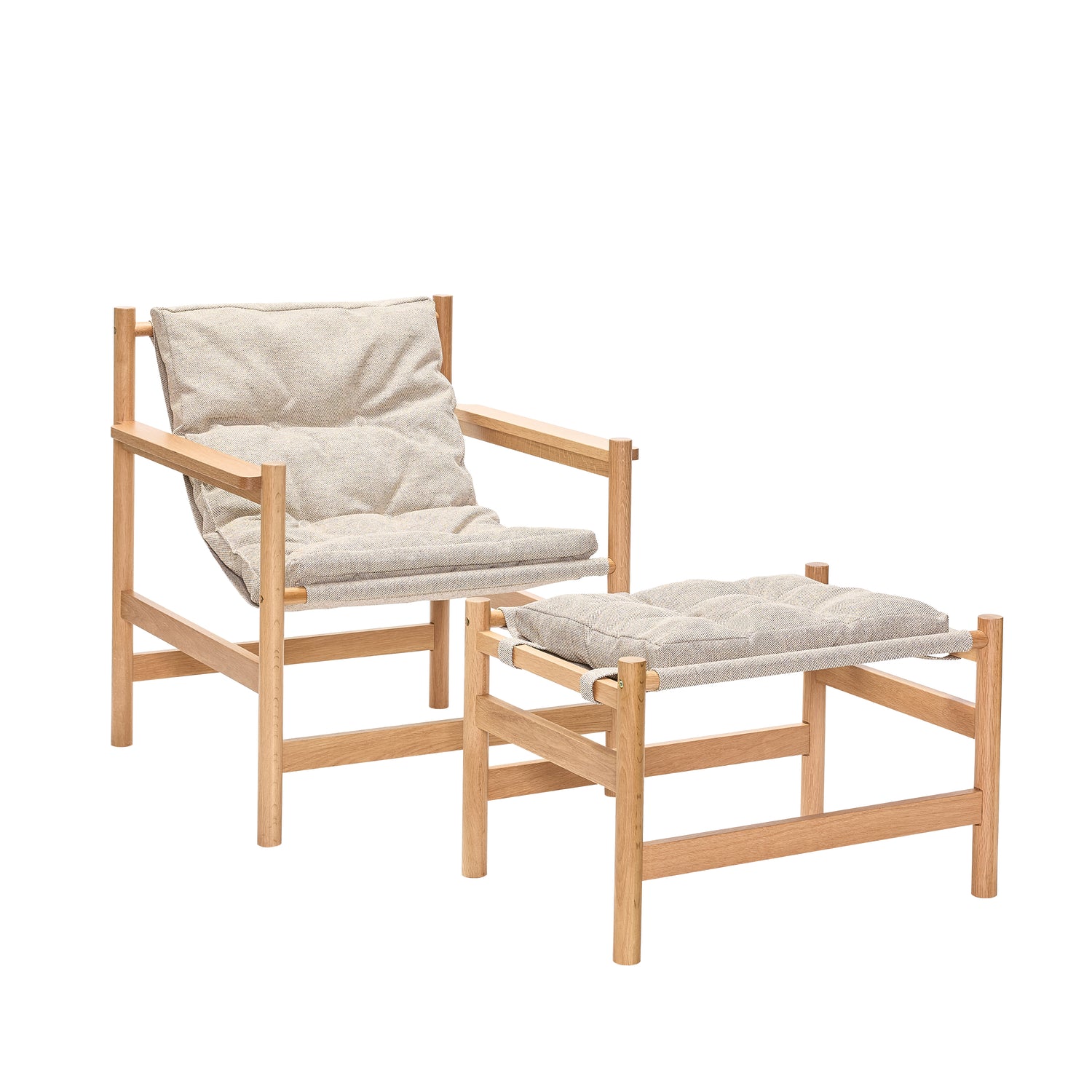 Heritage Armchair/Footstool Natural/Beige - 75x72xh82cm, 69x49xh43cm