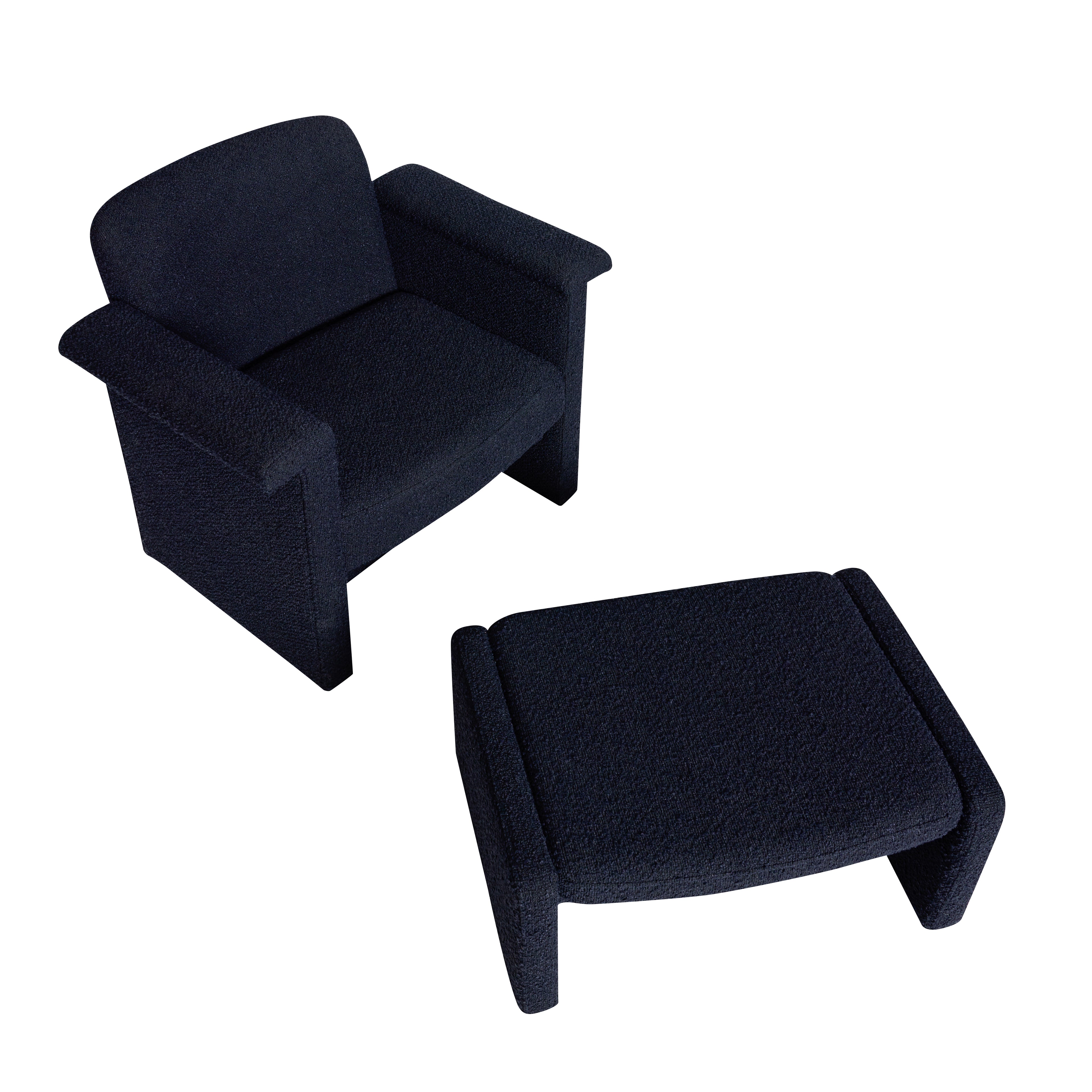 Softy Lounge chair Dark blue (set of 2) - 96x73xh78cm, 76x55xh35cm
