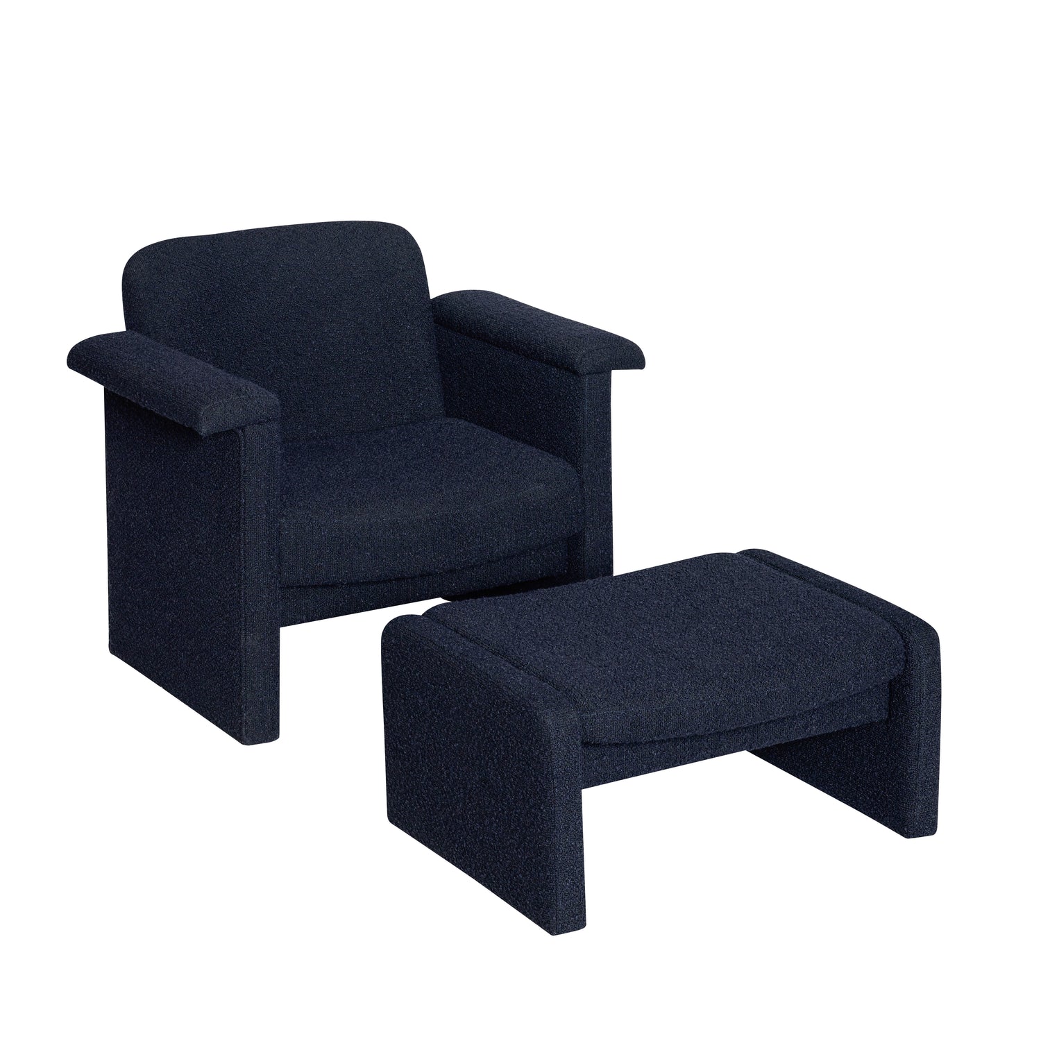 Softy Lounge chair Dark blue (set of 2) - 96x73xh78cm, 76x55xh35cm