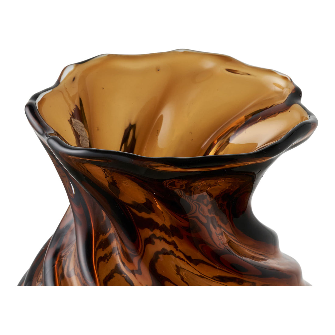 Vase - vase, mouth -blown glass, smoked brown Ø16x18.5 cm