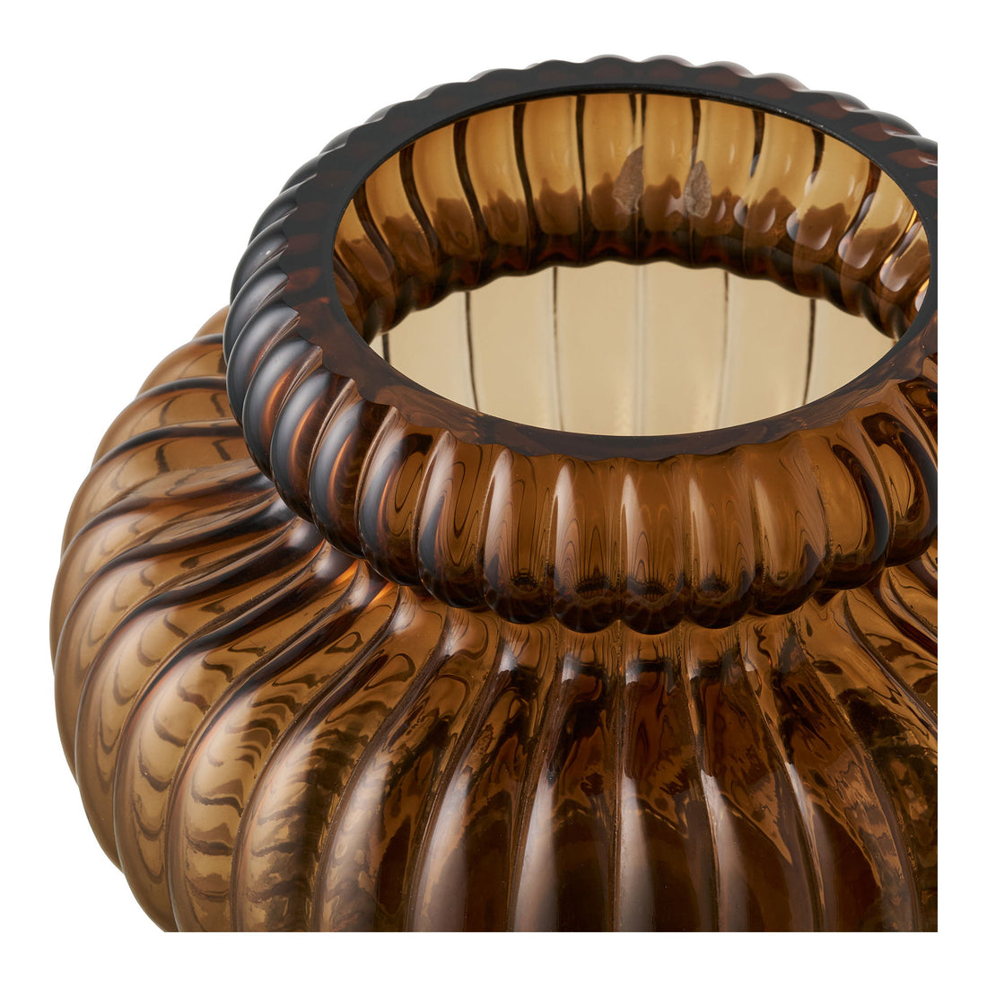 Vase - vase, mouth -blown glass, smoked brown Ø20X16 cm