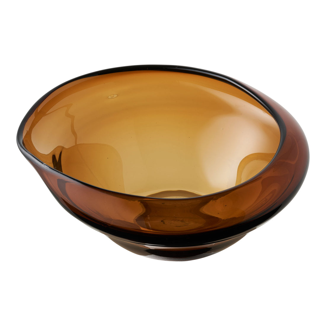 Bowl - bowl, mouth -blown glass, smoked brown 29x26x11 cm