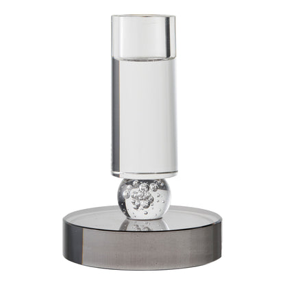 Candlestick - candlestick, glass, gray/white Ø9x13 cm