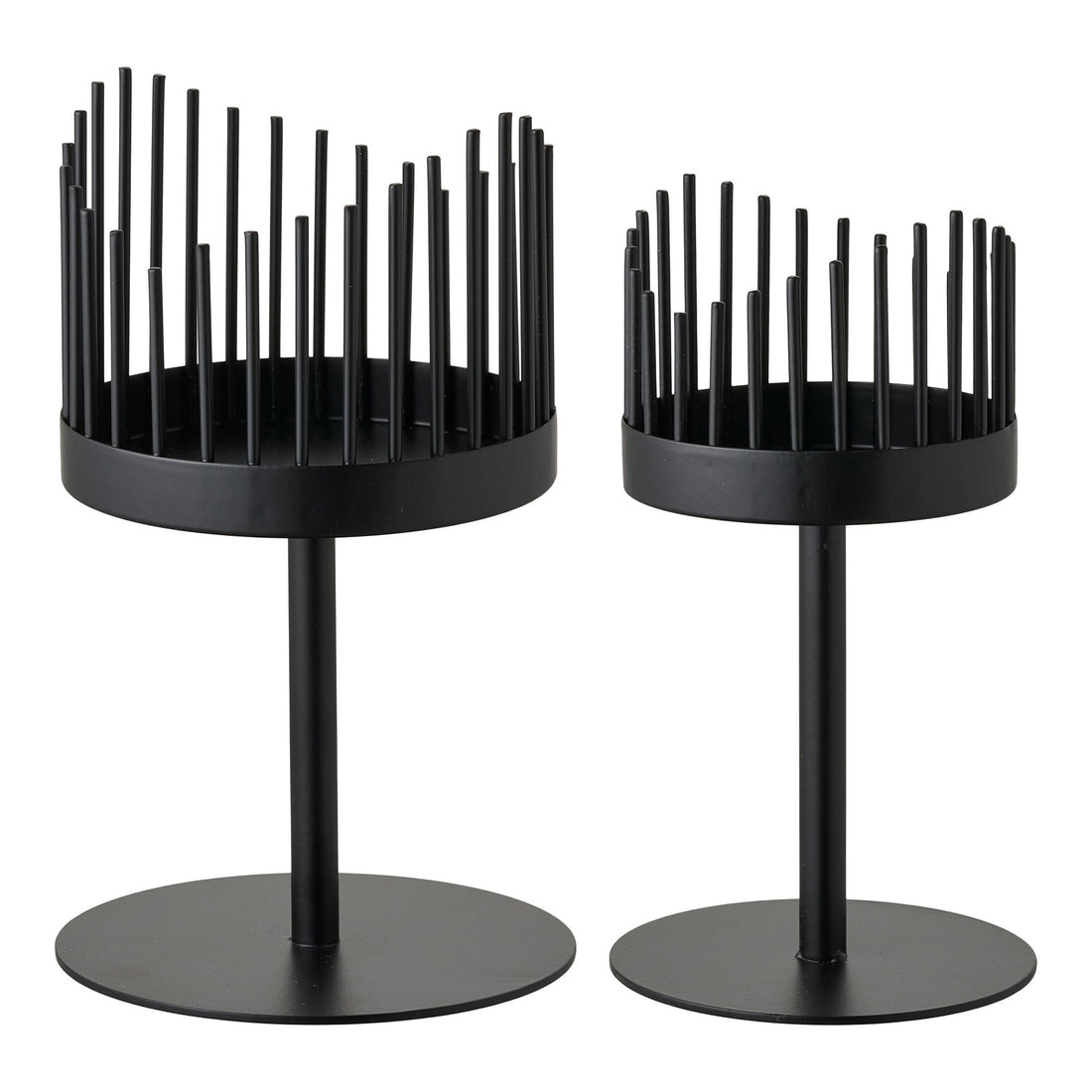 Candlestick - candlestick, steel, black set of 2
