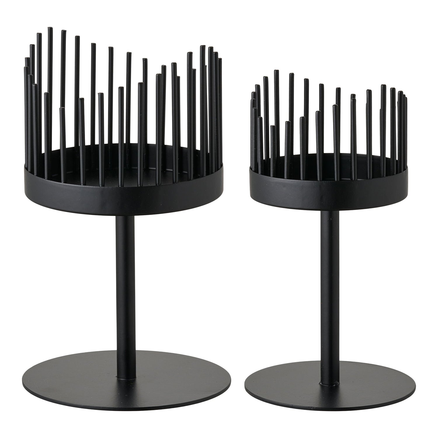 Candlestick - candlestick, steel, black set of 2