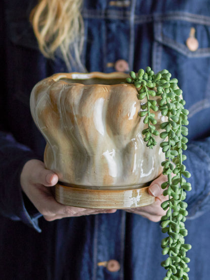 Bloomingville Hollis herbal pot w/saucer, nature, stoneware