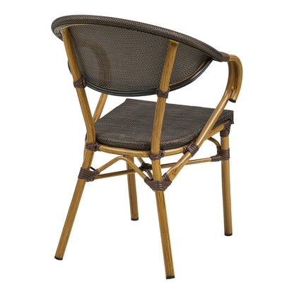 Calda Dining table chair - Dining table chair, aluminum/textiles, dark brown, bamboo look legs