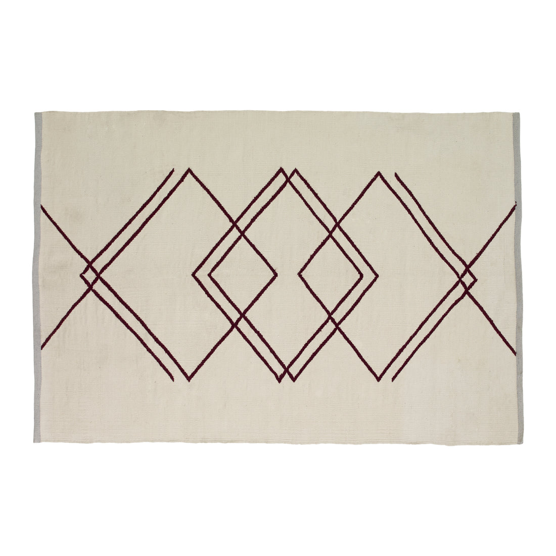 Rhomb Carpet White/Burgundy - 120x180cm