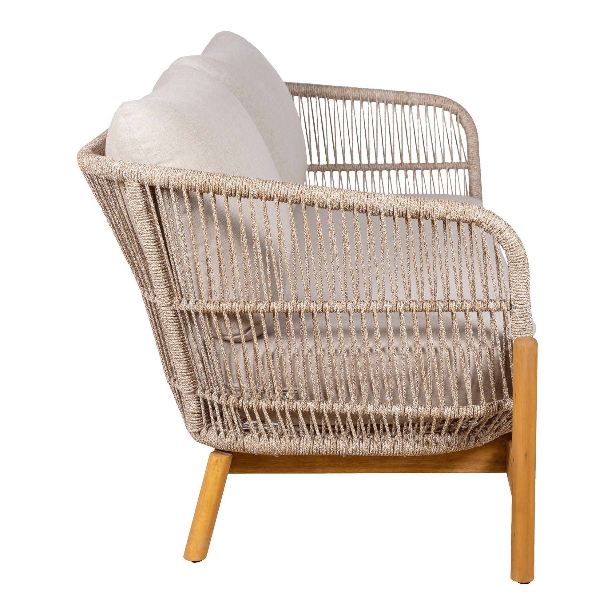 Lounge sofa, acacia, beige, incl. Cushion