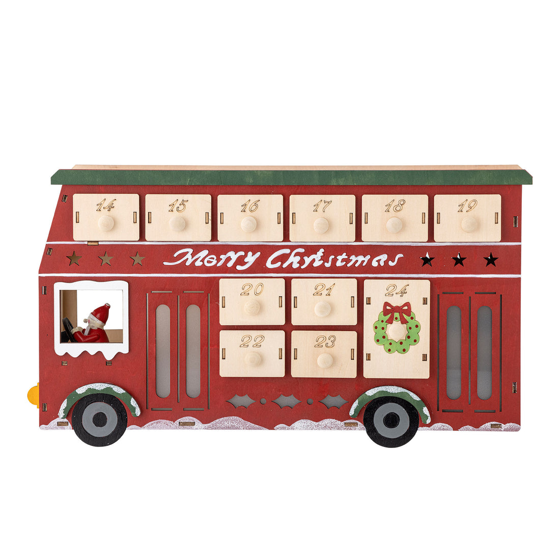 Bloomingville Edward Calendar w/light, red, plywood