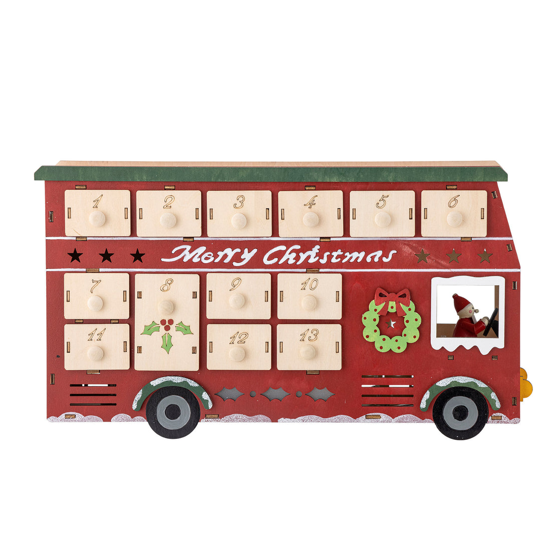 Bloomingville Edward Calendar w/light, red, plywood