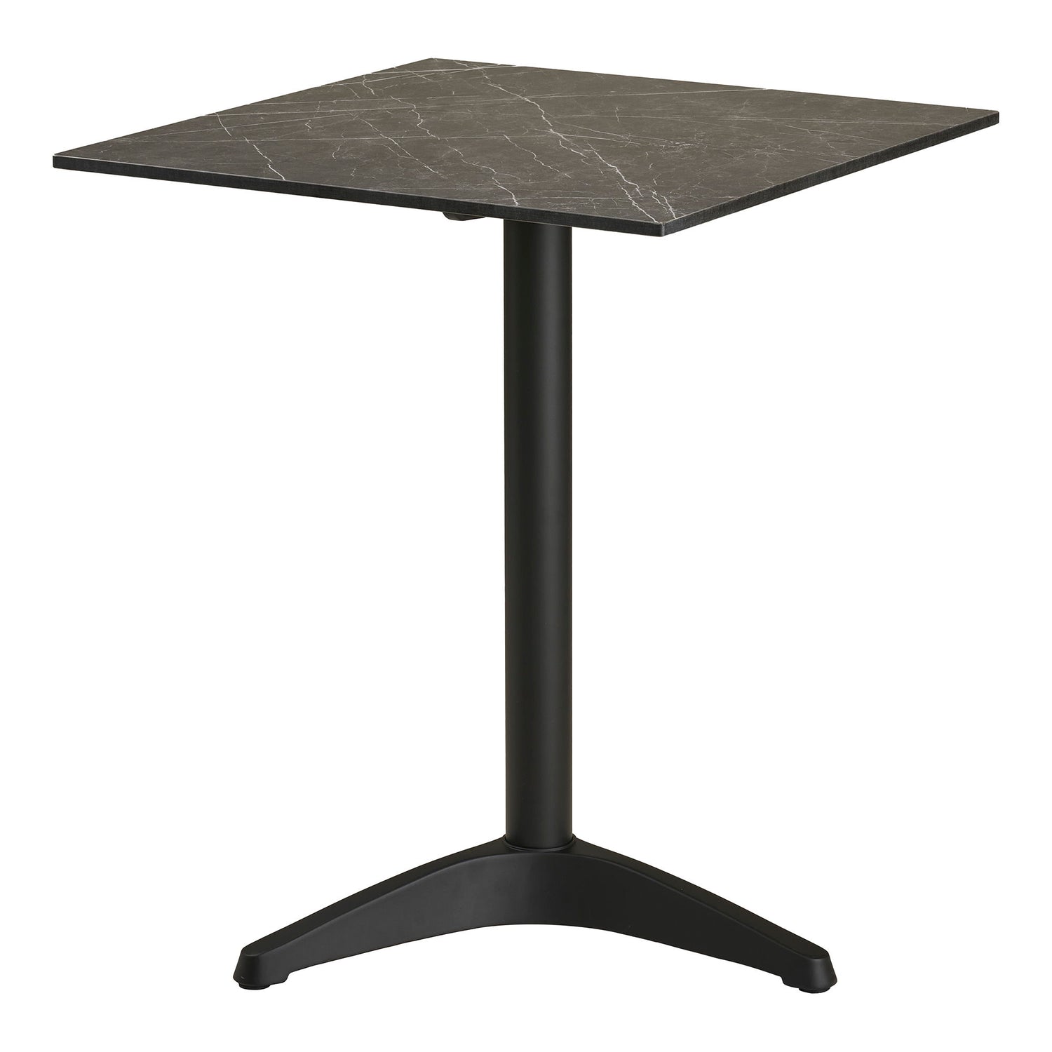 Café table - Café table, marble look countertop, dark gray, black legs, aluminum 60x60x73 cm
