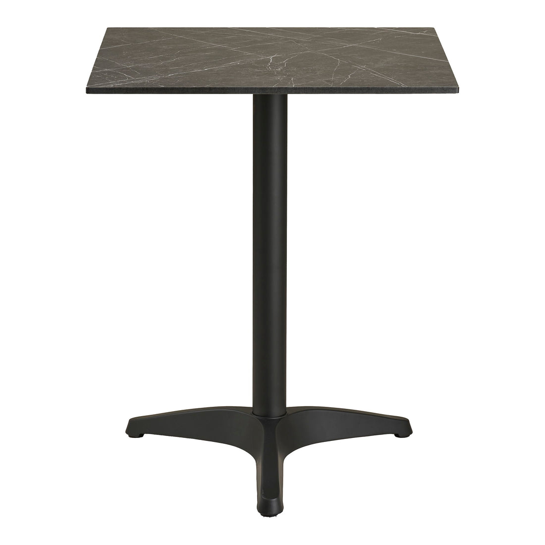 Café table - Café table, marble look countertop, dark gray, black legs, aluminum 60x60x73 cm