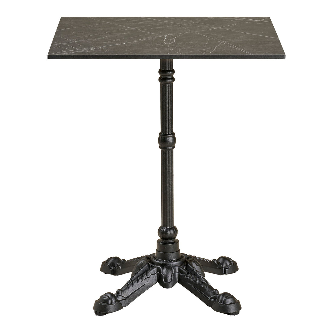 Café table - Café table, marble look countertop, dark gray, black legs, aluminum 60x60x73 cm