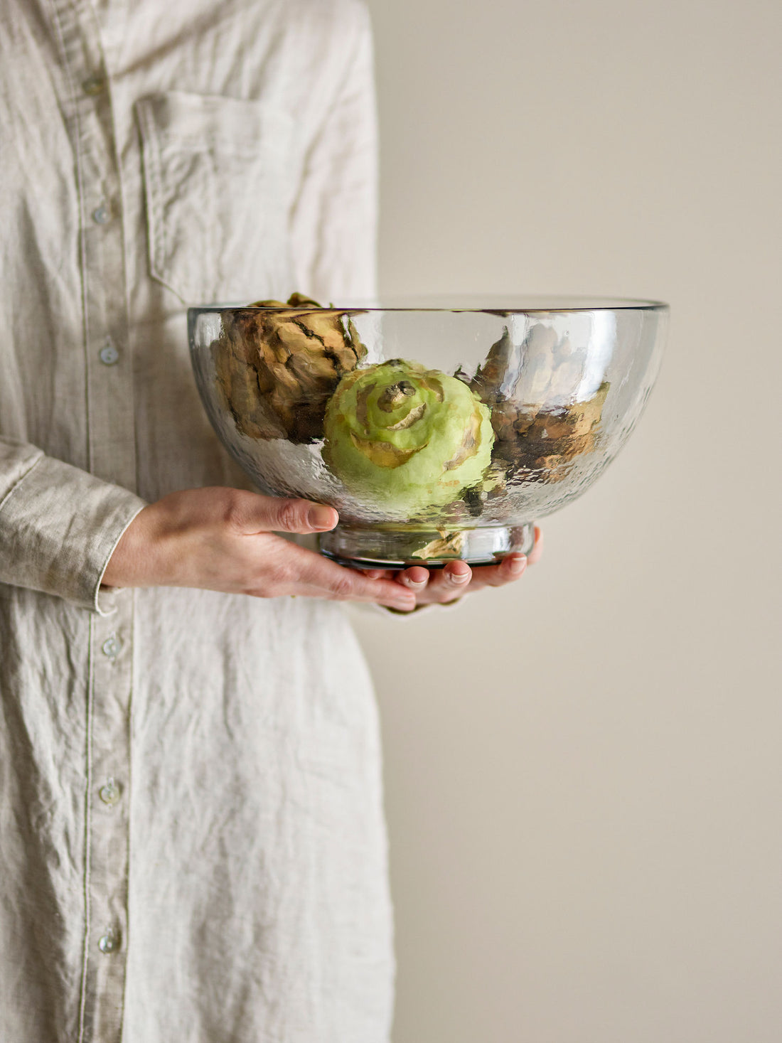 Bloomingville Taro bowl, clear, recycled glass