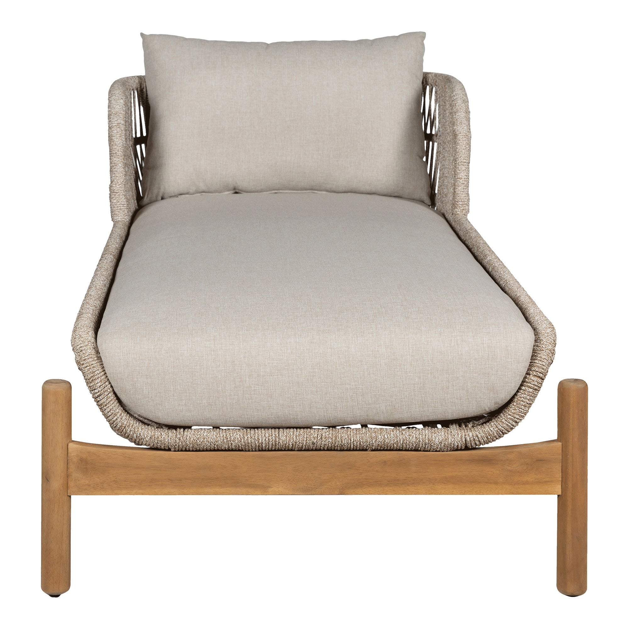 Sunbed, Acacia, Beige, incl. cushions