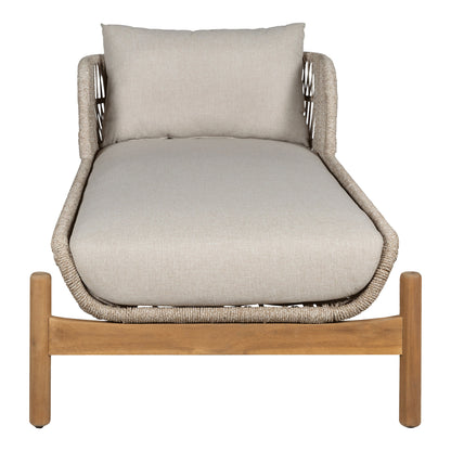 Sunbed, Acacia, Beige, incl. cushions