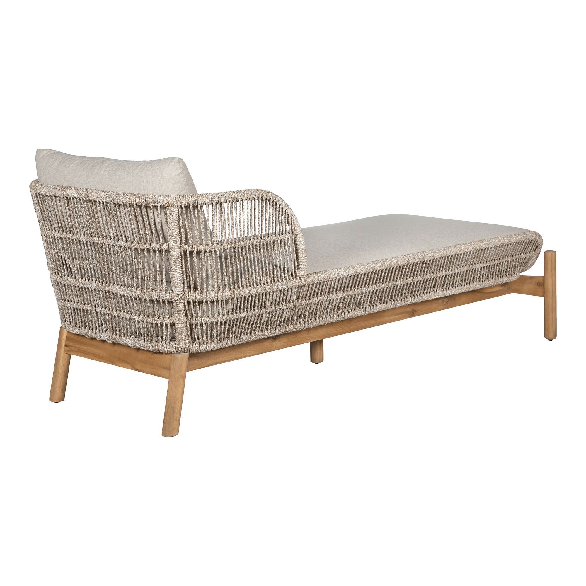 Sunbed, Acacia, Beige, incl. cushions