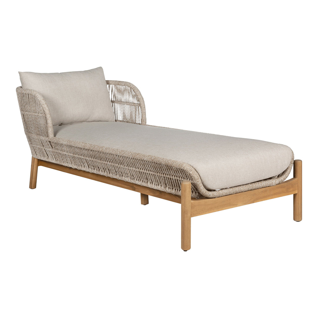 Sunbed, Acacia, Beige, incl. cushions