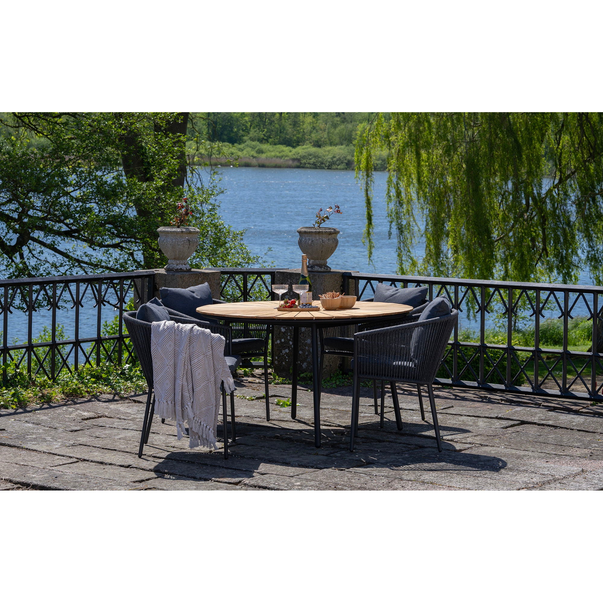 Cleveland and Salerno Garden Furniture Set - Dining Table and 4 Dining Table Chairs