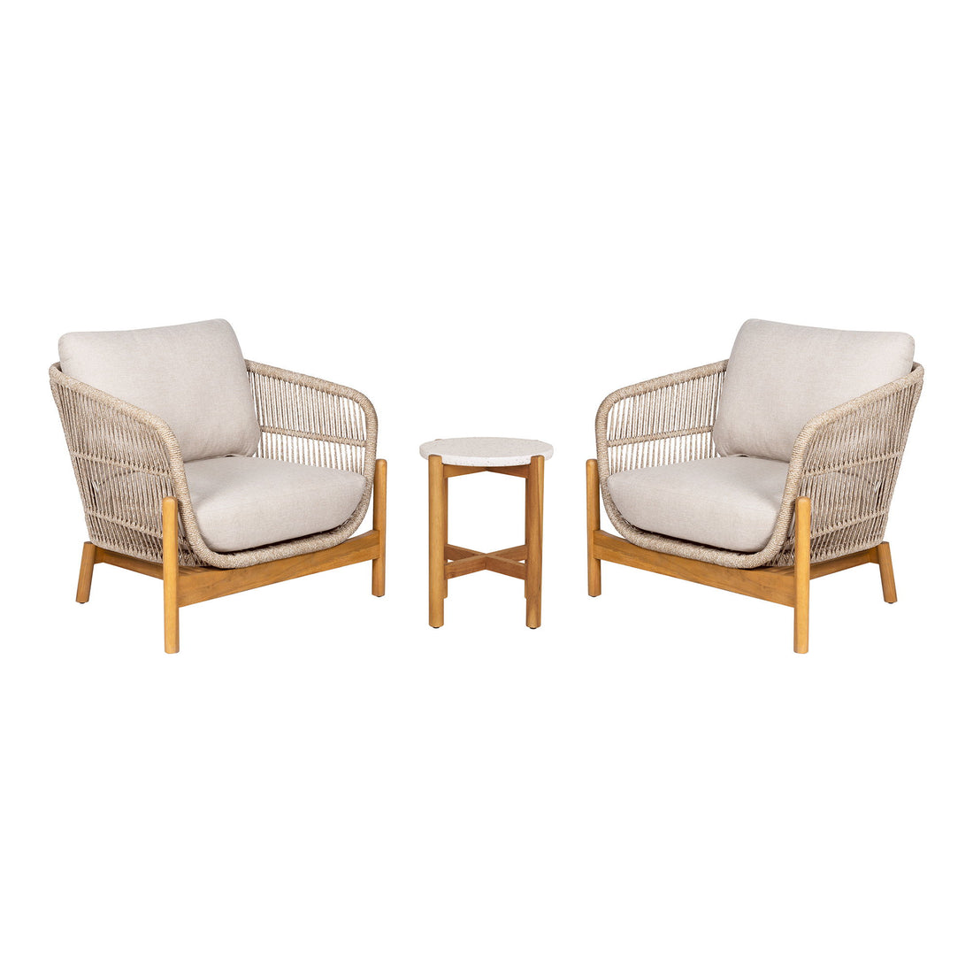 Side table and 2 lounge chairs