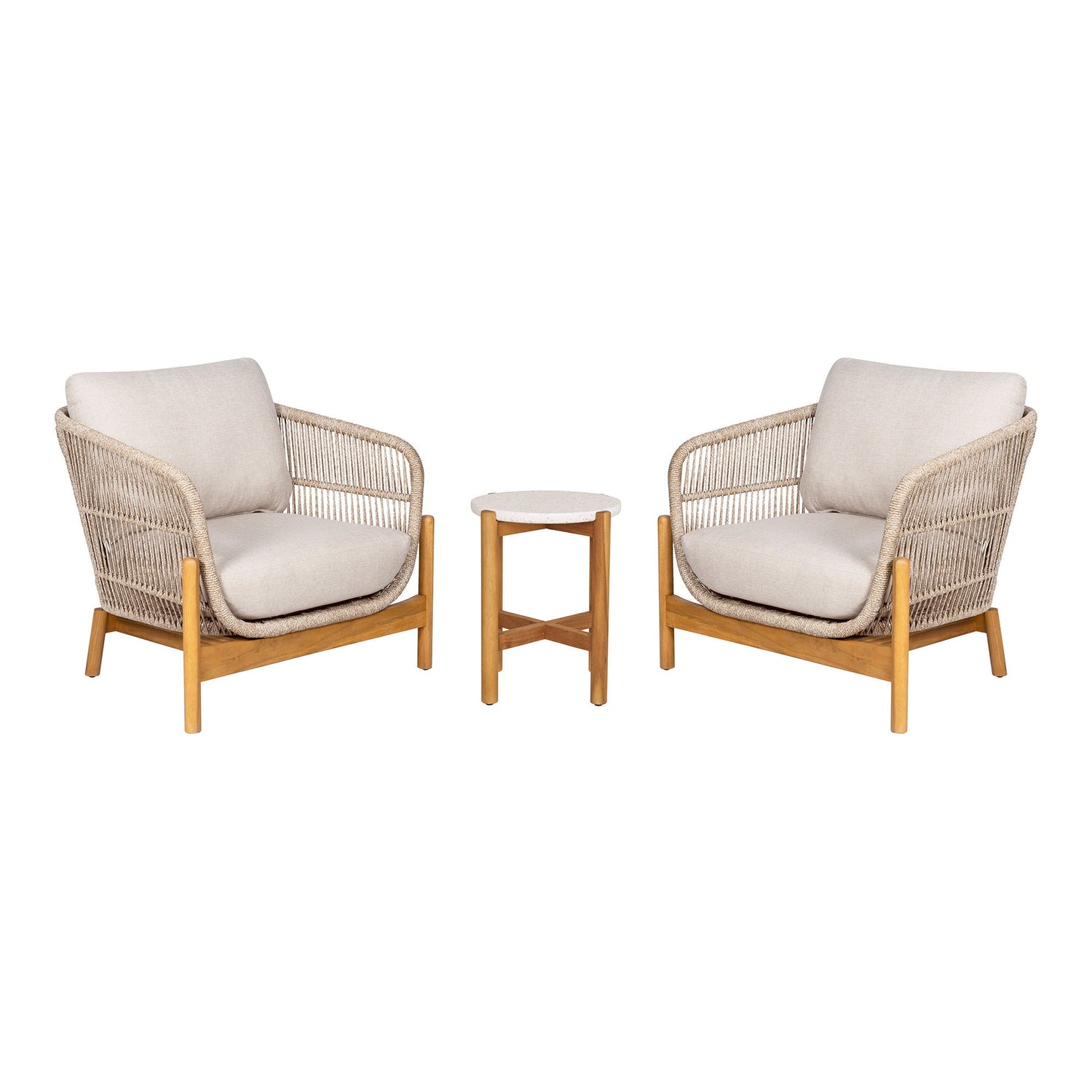 Side table and 2 lounge chairs
