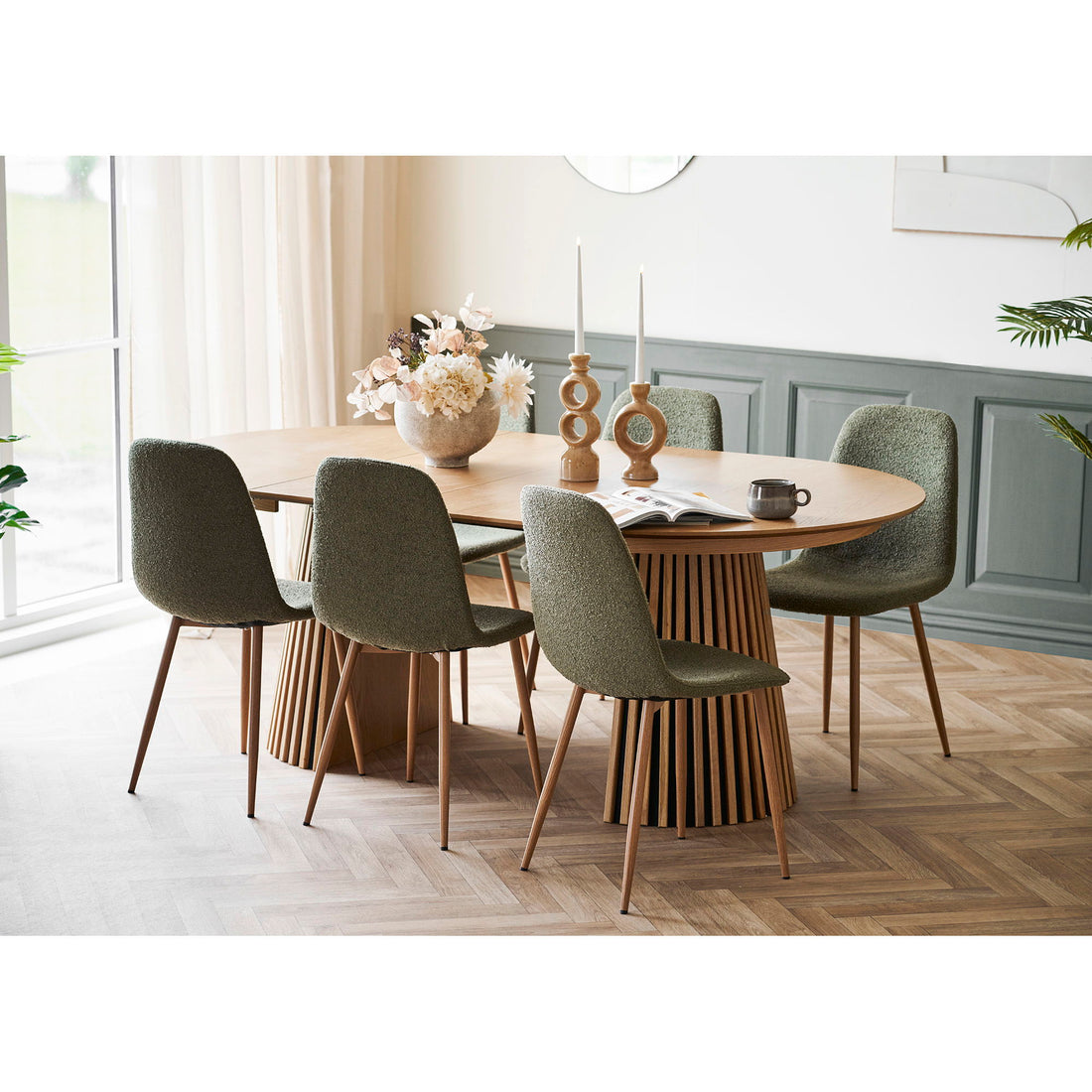 Osaka and Stockholm Dining Table Set - Dining Table and 6 Dining Chairs