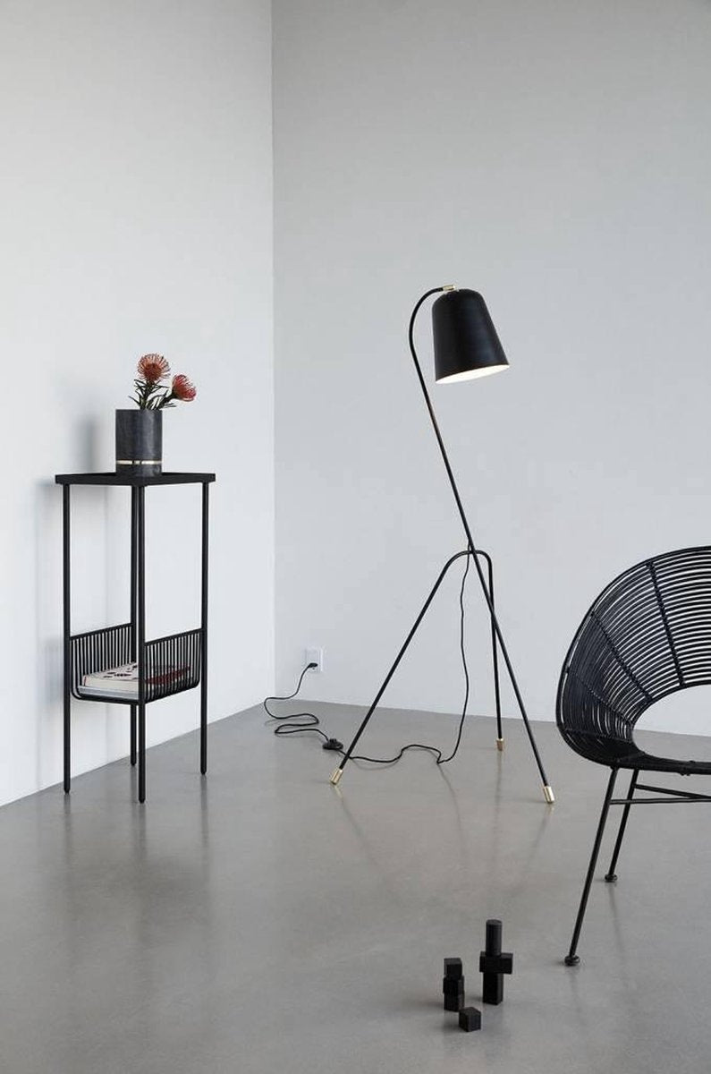 Hübsch floor lamp - 55 x 55 cm x H156 cm - black and brass