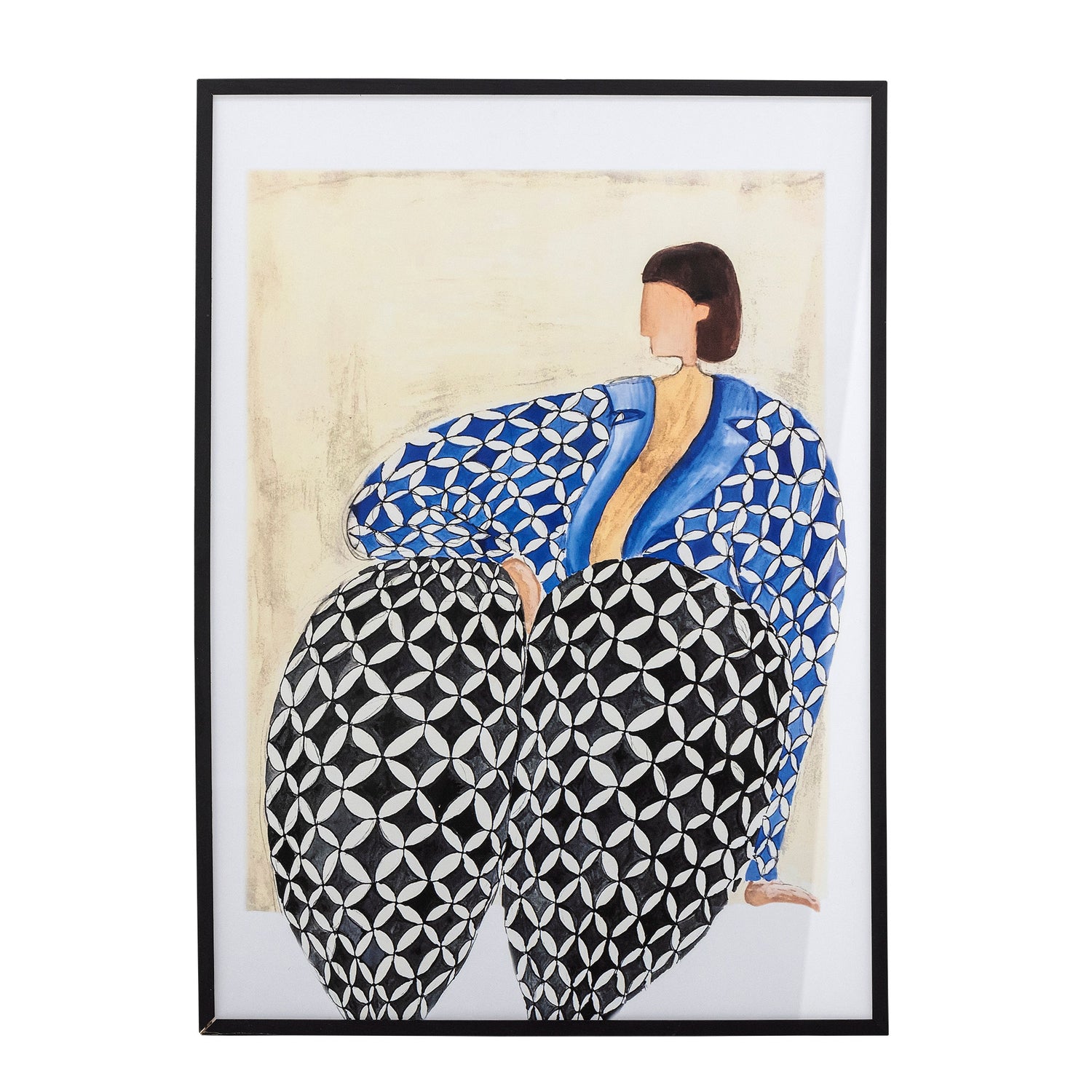Bloomingville Vivianne Illustration with Frame, Black, Guy