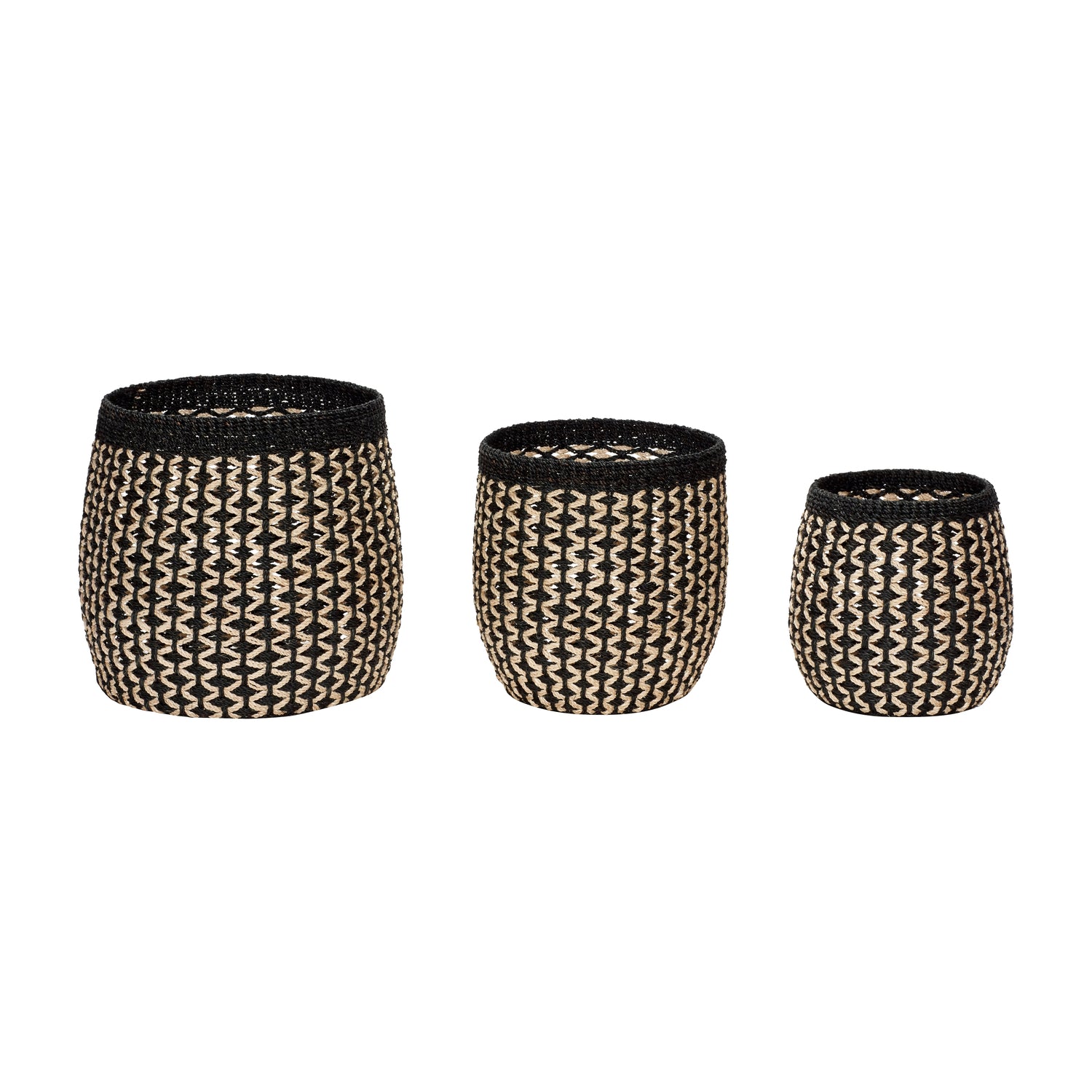 Sprout Basket Black/Natural (set of 3)