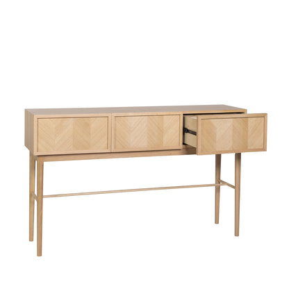 Herringbone Console Table Drawers Natural - 150x38xh90cm