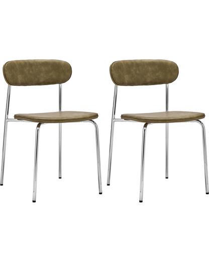 Chair, HDPova, Chrome; Khaki colored