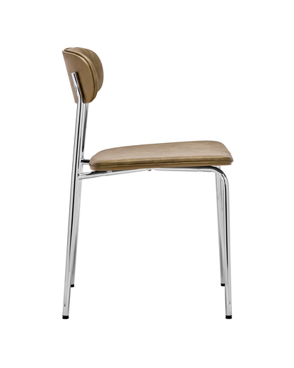 Chair, HDPova, Chrome; Khaki colored
