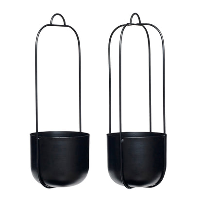 Lotus hanging pot black (set of 2) - Ø16XH44CM
