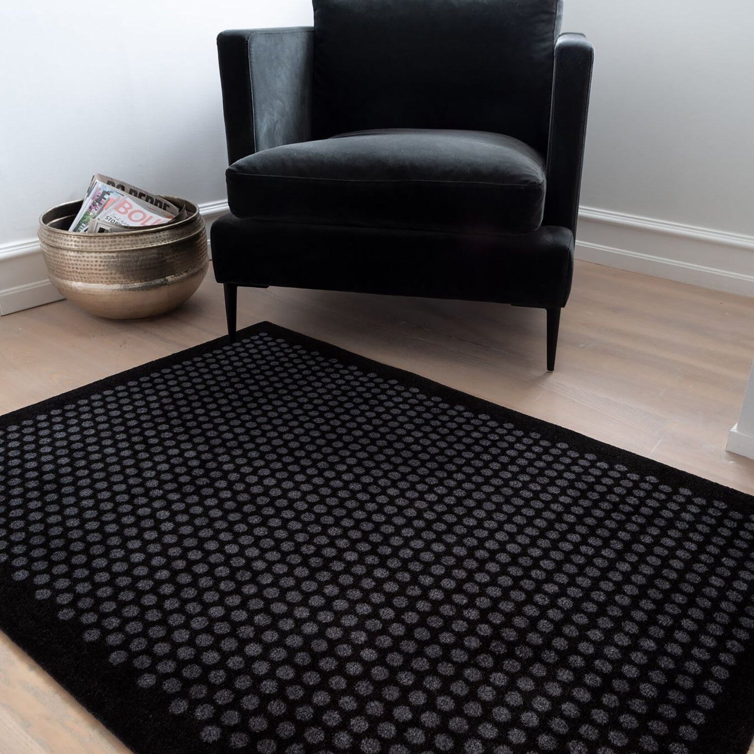 Floor mat 90 x 130 cm - dots/black gray