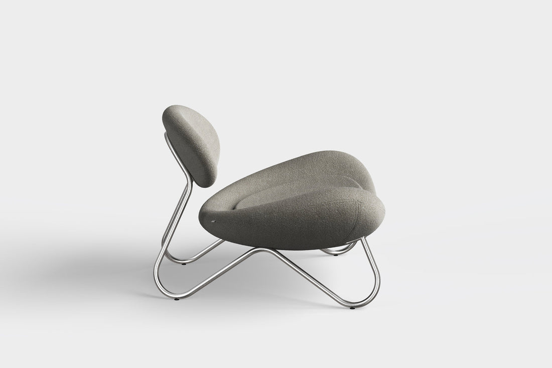 Meadow Lounge Chair - Warm Grey/Brushed Steel