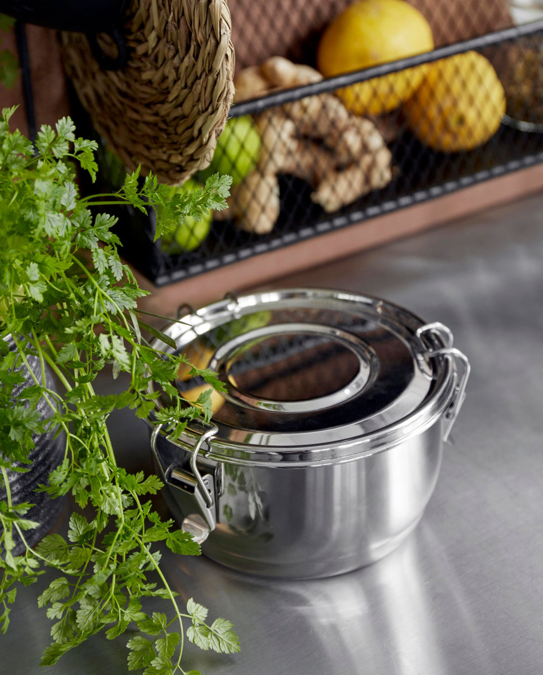 Cani round lunch box in stainless steel - Ø15 cm